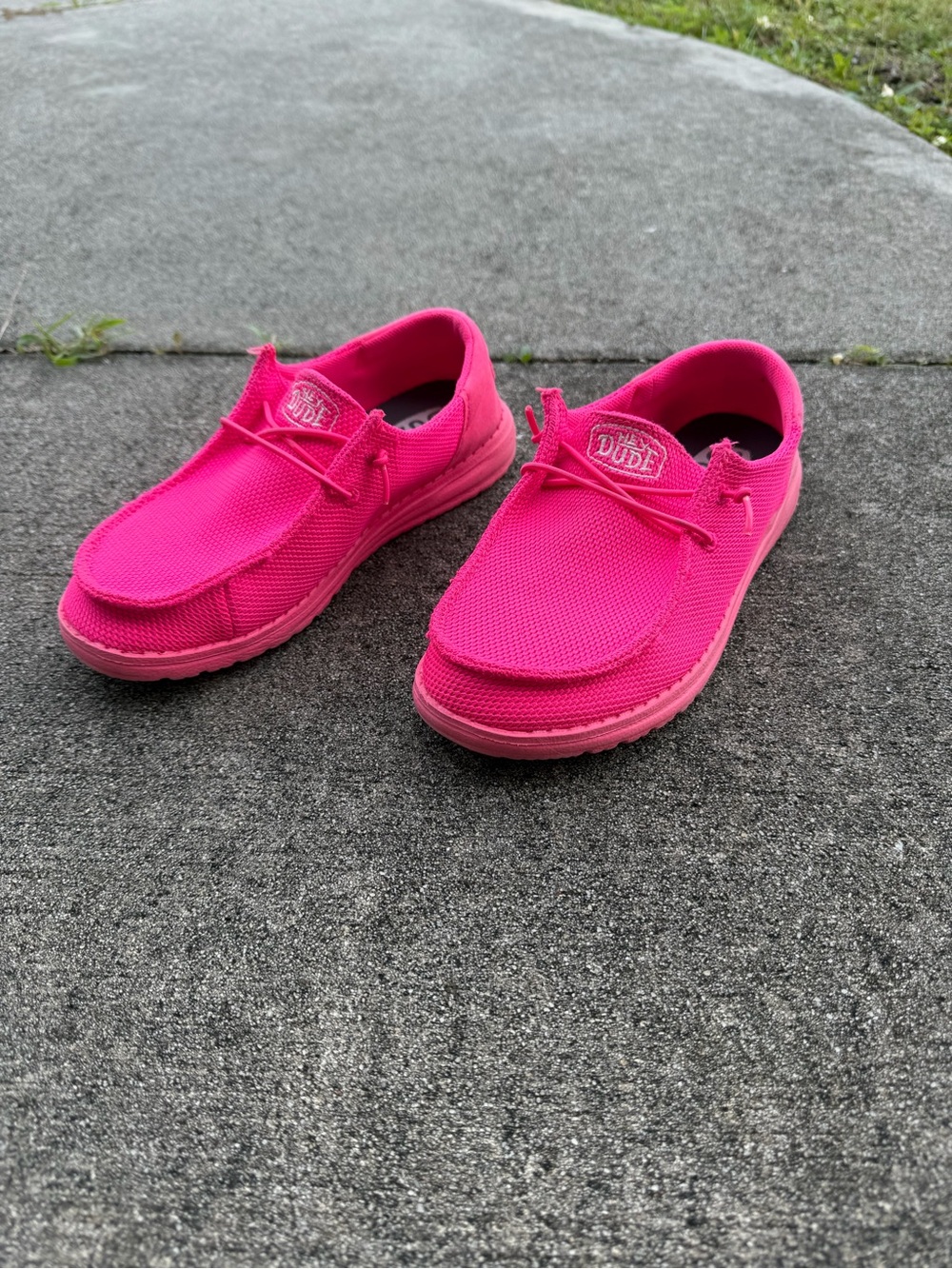 Women’s Hey Dude Neon Pink Slip-On Sneakers
